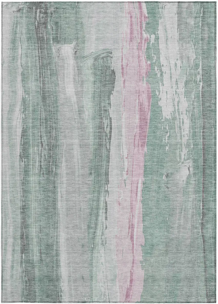 Sage And Blush Abstract Washable Indoor Outdoor Area Rug Photo 3