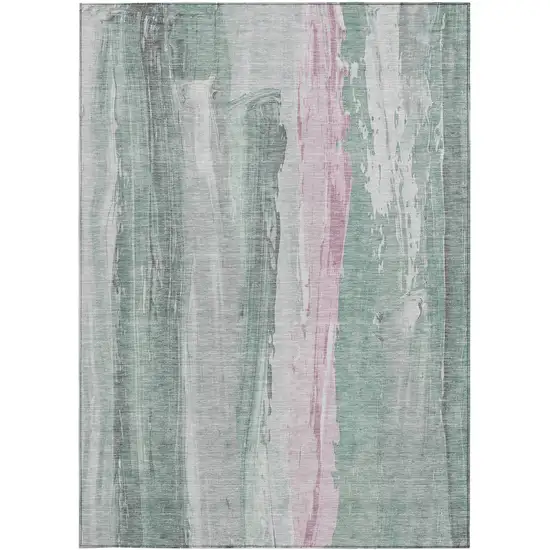 Sage And Blush Abstract Washable Indoor Outdoor Area Rug Photo 3
