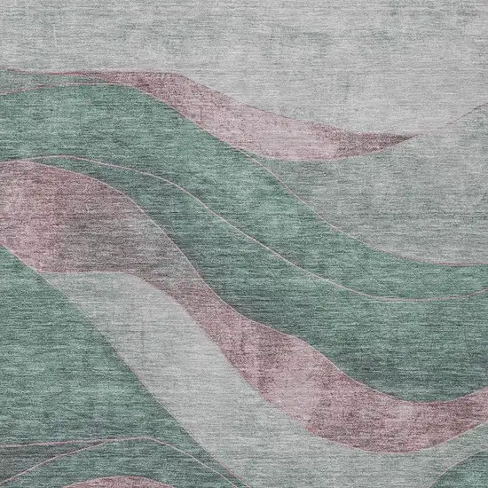 Sage And Blush Abstract Washable Indoor Outdoor Area Rug Photo 6