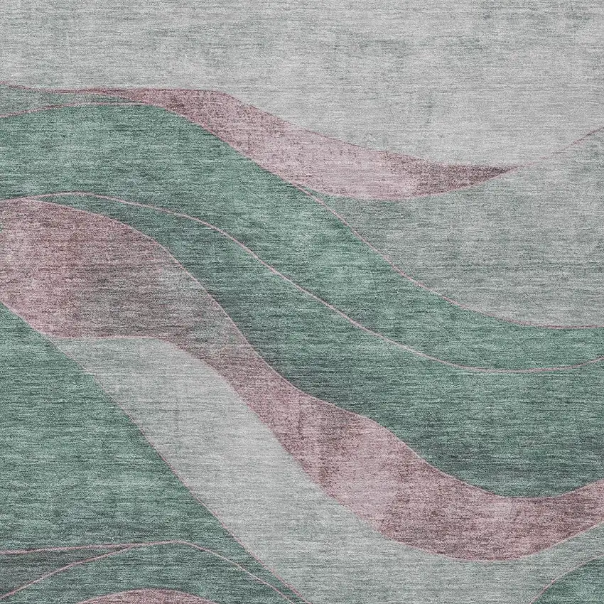 Sage And Blush Abstract Washable Indoor Outdoor Area Rug Photo 6