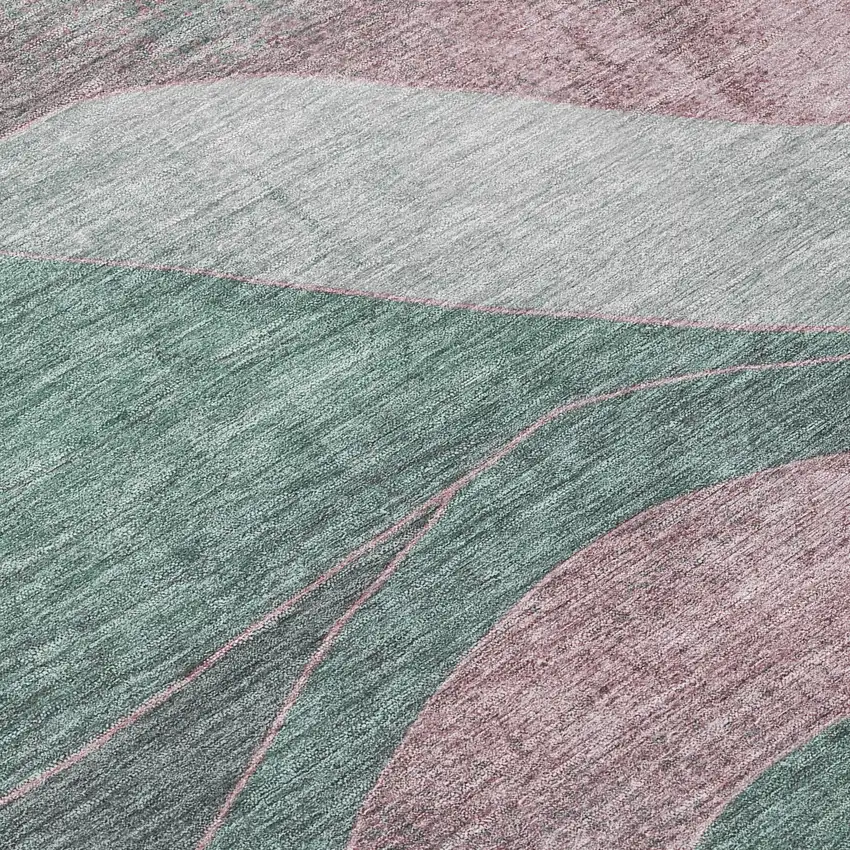Sage And Blush Abstract Washable Indoor Outdoor Area Rug Photo 8