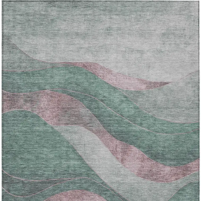 Sage And Blush Abstract Washable Indoor Outdoor Area Rug Photo 9
