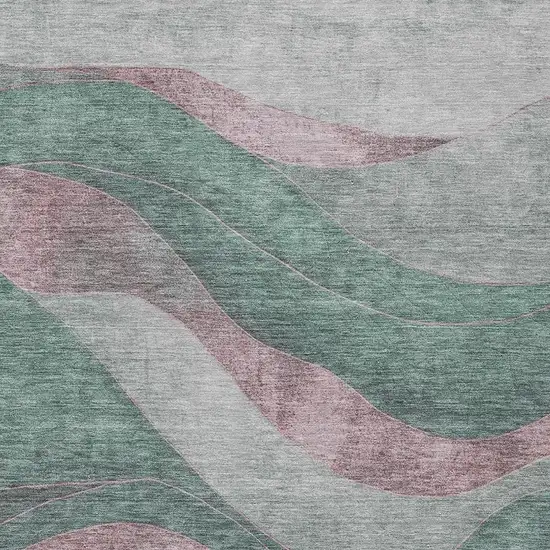 Sage And Blush Abstract Washable Indoor Outdoor Area Rug Photo 3