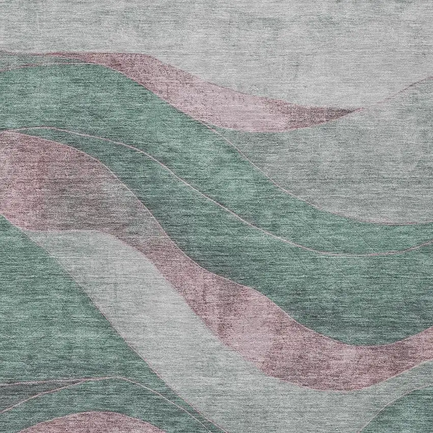 Sage And Blush Abstract Washable Indoor Outdoor Area Rug Photo 3