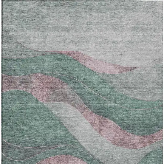 Sage And Blush Abstract Washable Indoor Outdoor Area Rug Photo 4
