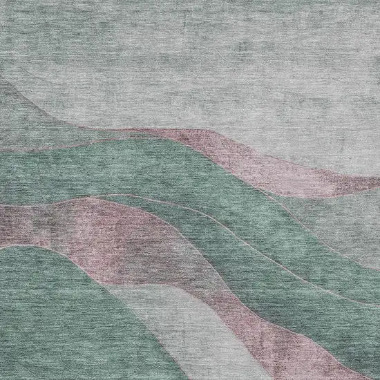 Sage And Blush Abstract Washable Indoor Outdoor Area Rug Photo 7