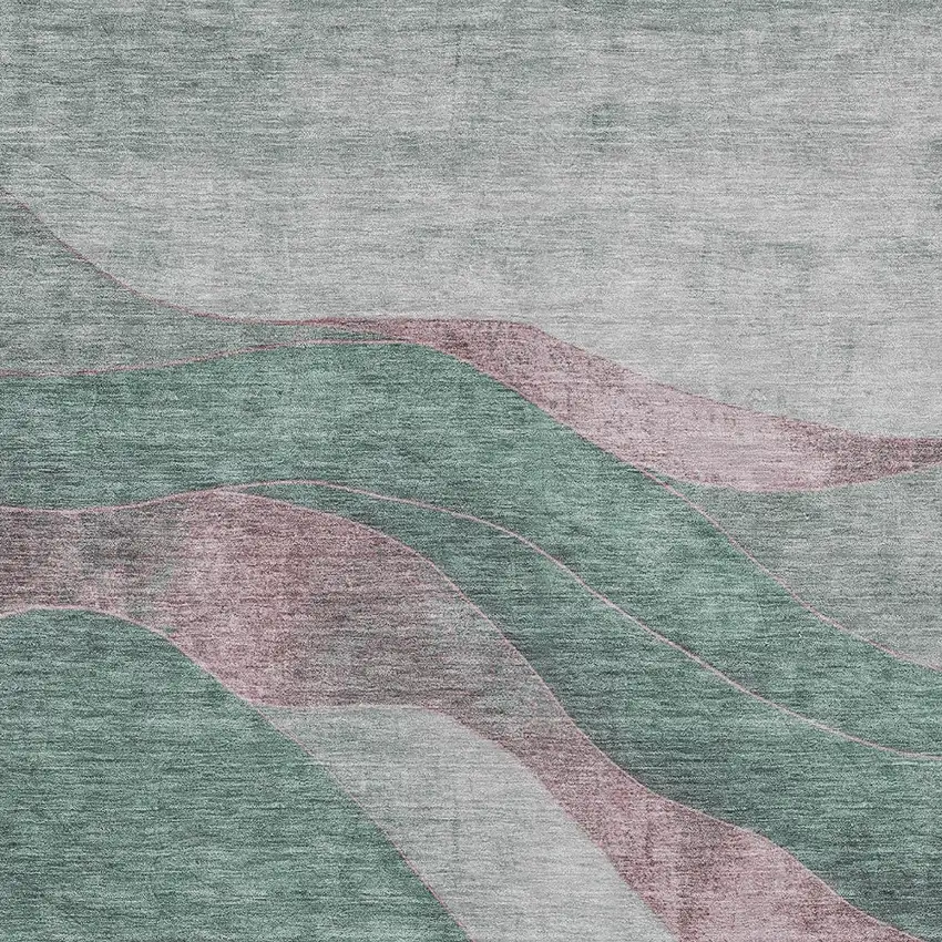 Sage And Blush Abstract Washable Indoor Outdoor Area Rug Photo 7