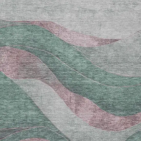 Sage And Blush Abstract Washable Indoor Outdoor Area Rug Photo 3