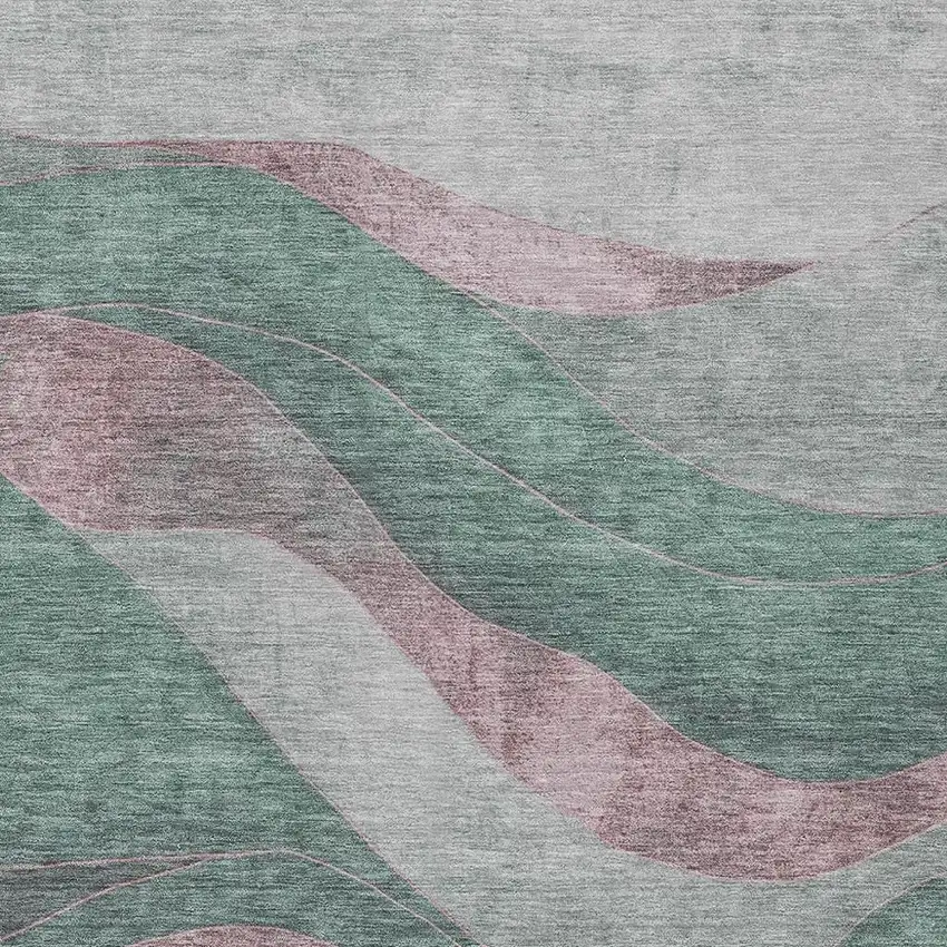 Sage And Blush Abstract Washable Indoor Outdoor Area Rug Photo 3