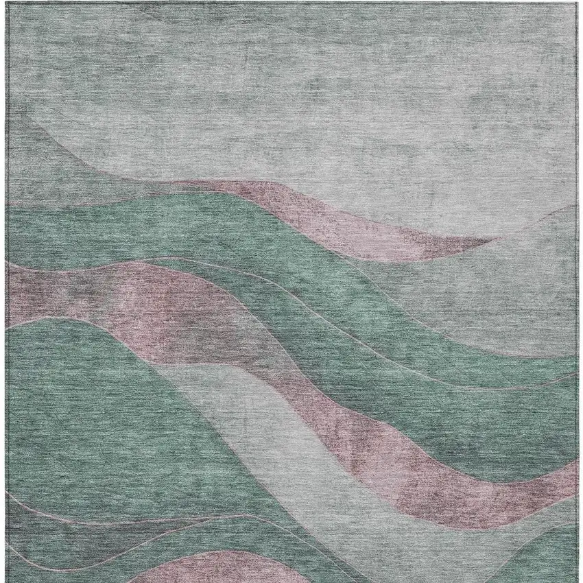 Sage And Blush Abstract Washable Indoor Outdoor Area Rug Photo 4