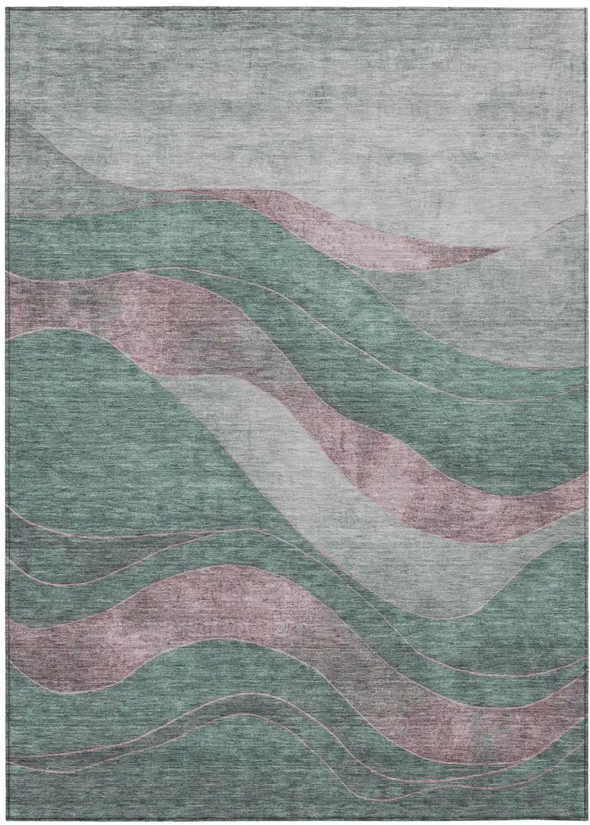 Sage And Blush Abstract Washable Indoor Outdoor Area Rug Photo 2