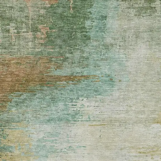 Sage And Brown Abstract Washable Area Rug With UV Protection Photo 3