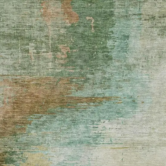 Sage And Brown Abstract Washable Area Rug With UV Protection Photo 5