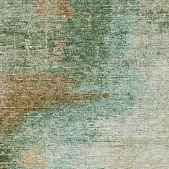 Sage And Brown Abstract Washable Area Rug With UV Protection Photo 5
