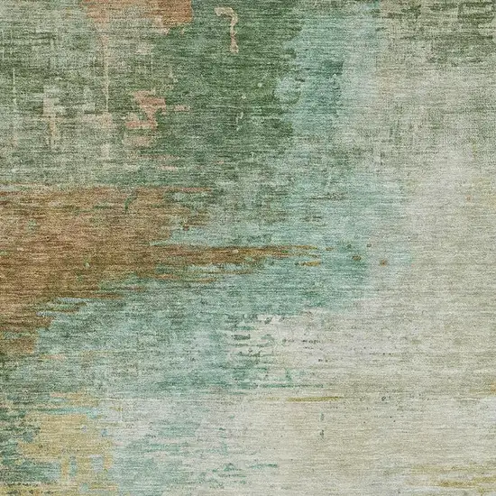 Sage And Brown Abstract Washable Area Rug With UV Protection Photo 5