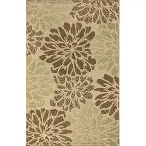 Photo of Sage And Brown Floral Indoor Outdoor Area Rug