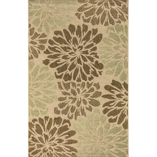 Sage And Brown Floral Indoor Outdoor Area Rug Photo 1
