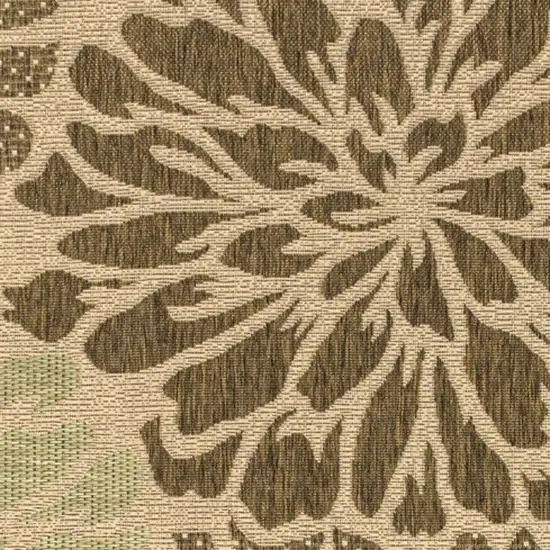Sage And Brown Floral Indoor Outdoor Area Rug Photo 2