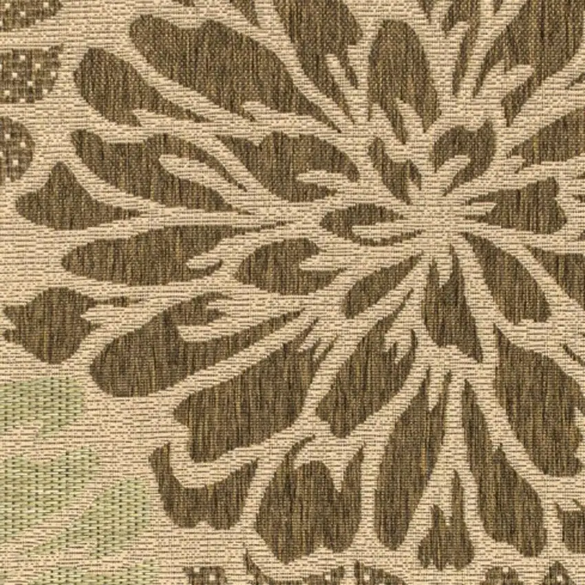 Sage And Brown Floral Indoor Outdoor Area Rug Photo 2