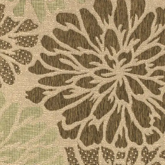 Sage And Brown Floral Indoor Outdoor Area Rug Photo 3
