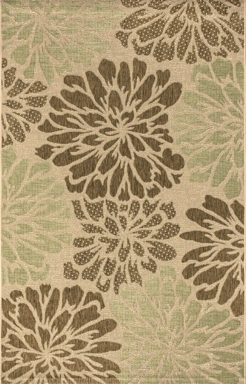 Sage And Brown Floral Indoor Outdoor Area Rug Photo 1