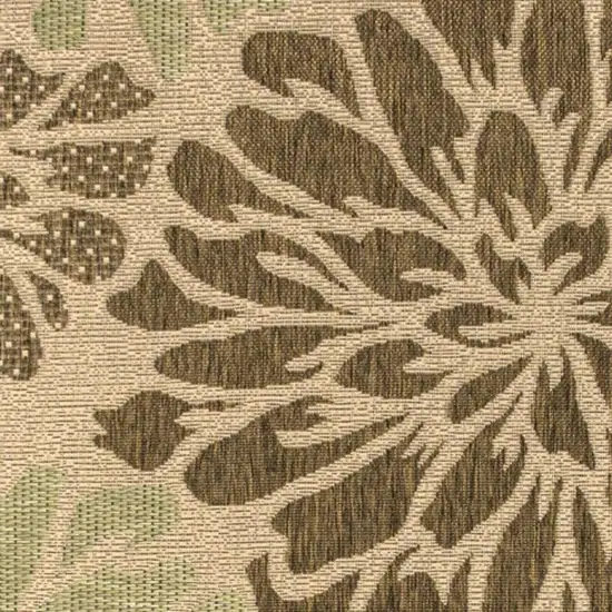 Sage And Brown Floral Indoor Outdoor Area Rug Photo 2
