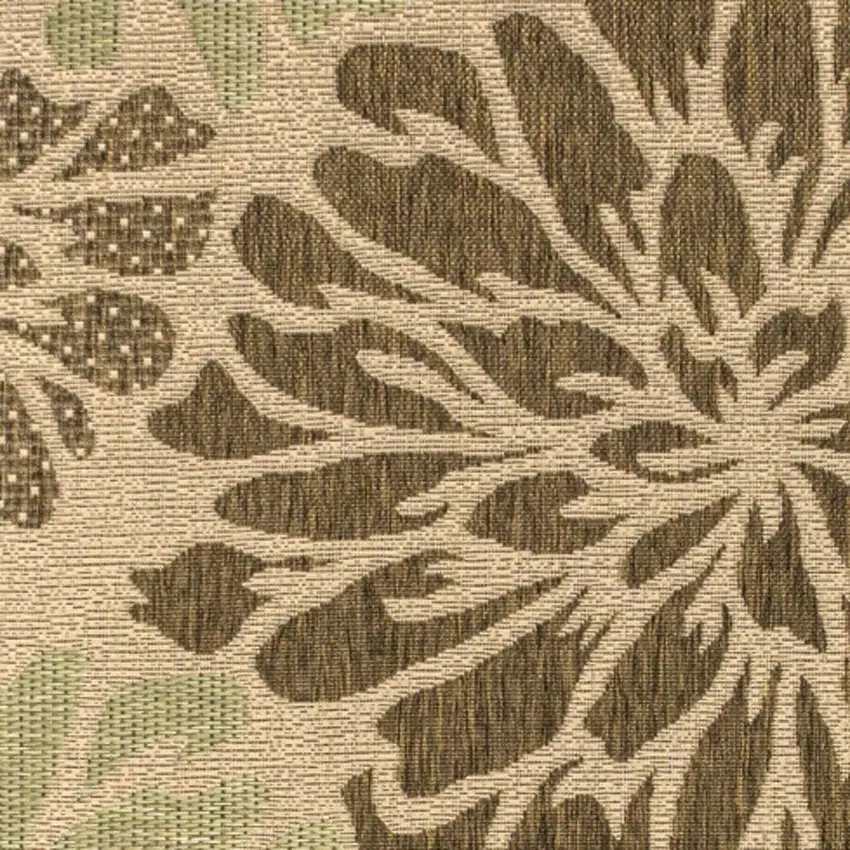 Sage And Brown Floral Indoor Outdoor Area Rug Photo 2