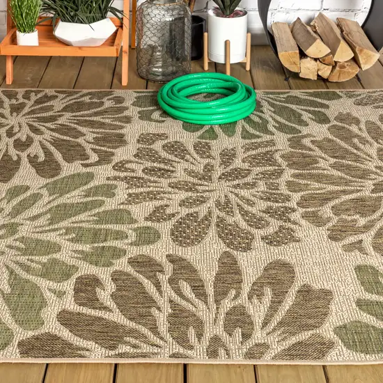 Sage And Brown Floral Indoor Outdoor Area Rug Photo 7