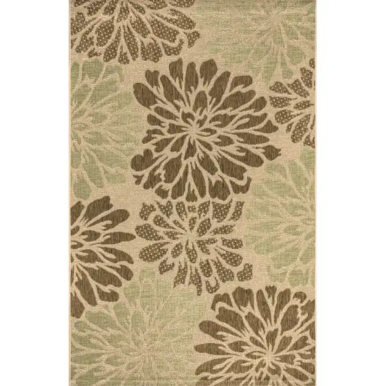 Sage And Brown Floral Indoor Outdoor Area Rug Photo 3