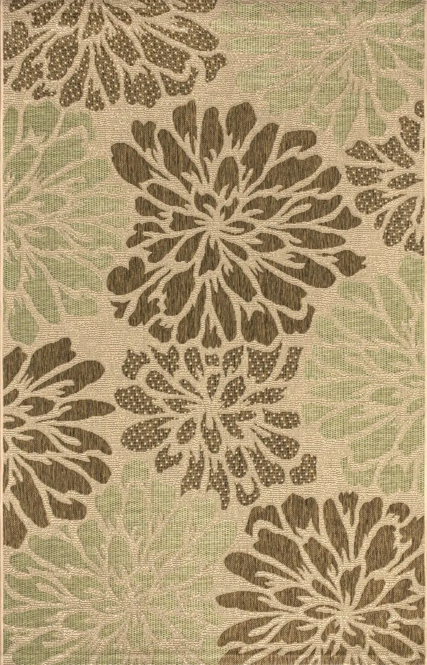 Sage And Brown Floral Indoor Outdoor Area Rug Photo 3