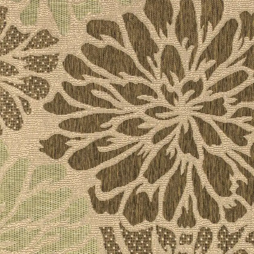 Sage And Brown Floral Indoor Outdoor Area Rug Photo 2