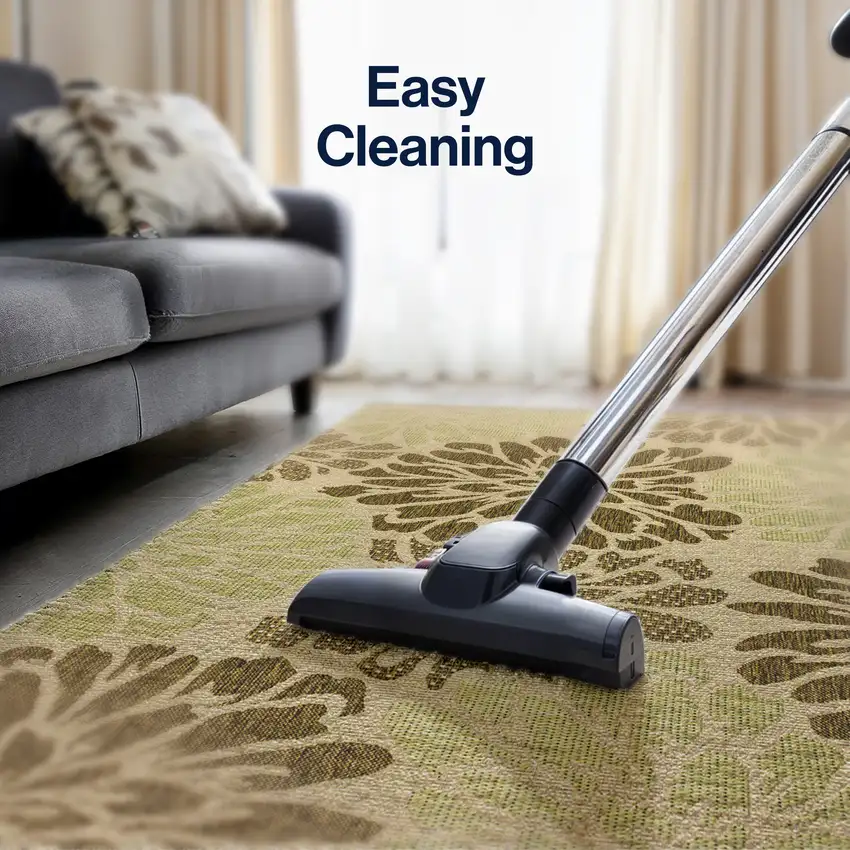 Sage And Brown Floral Indoor Outdoor Area Rug Photo 9