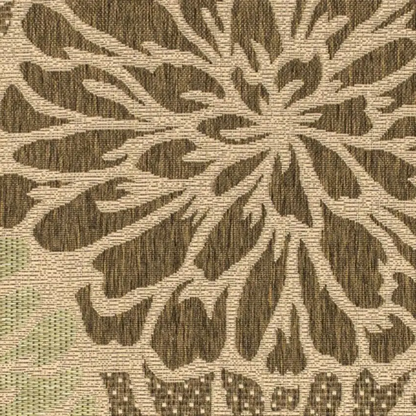 Sage And Brown Floral Indoor Outdoor Area Rug Photo 2