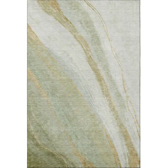 Sage And Copper Abstract Washable Area Rug With UV Protection Photo 4