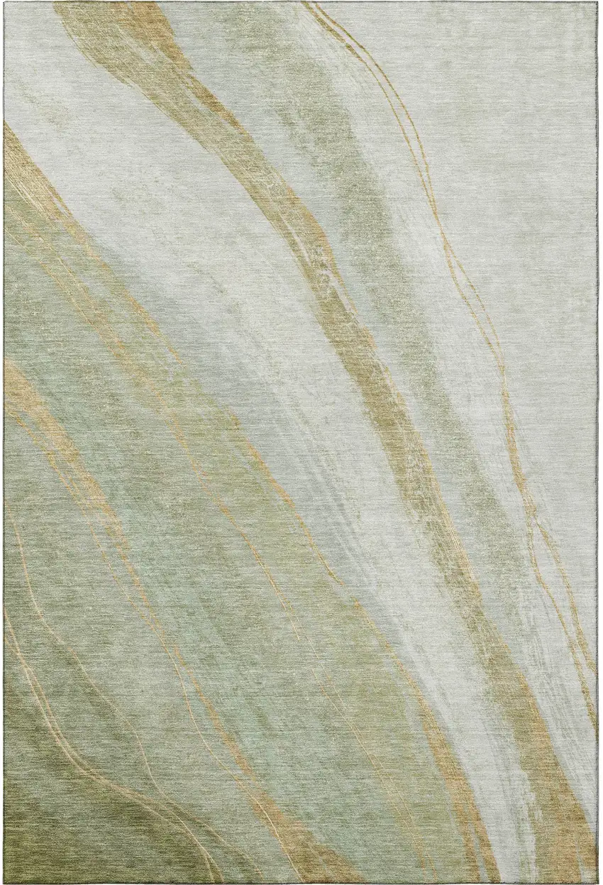Sage And Copper Abstract Washable Area Rug With UV Protection Photo 4