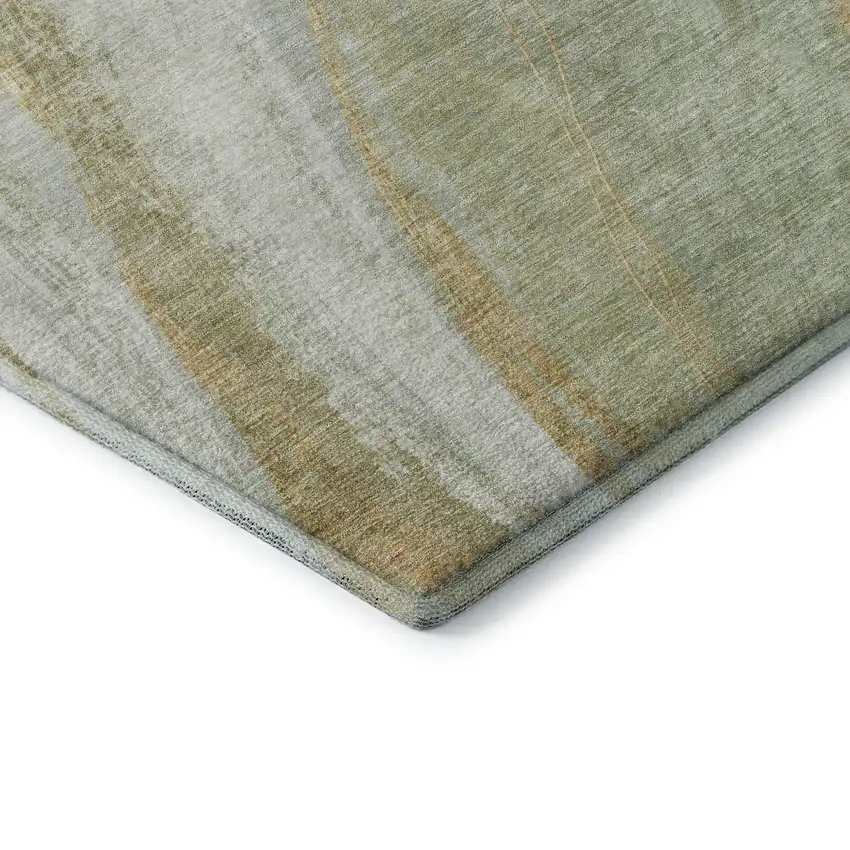 Sage And Copper Abstract Washable Area Rug With UV Protection Photo 7