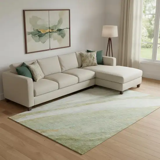 Sage And Copper Abstract Washable Area Rug With UV Protection Photo 2