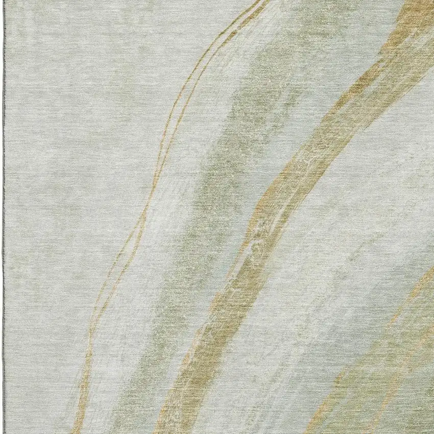 Sage And Copper Abstract Washable Area Rug With UV Protection Photo 3