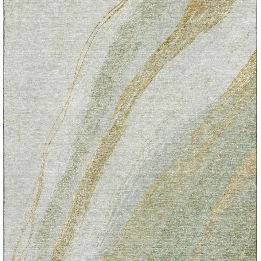 Sage And Copper Abstract Washable Area Rug With UV Protection Photo 4