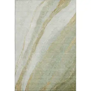 Photo of Sage And Copper Abstract Washable Area Rug With UV Protection
