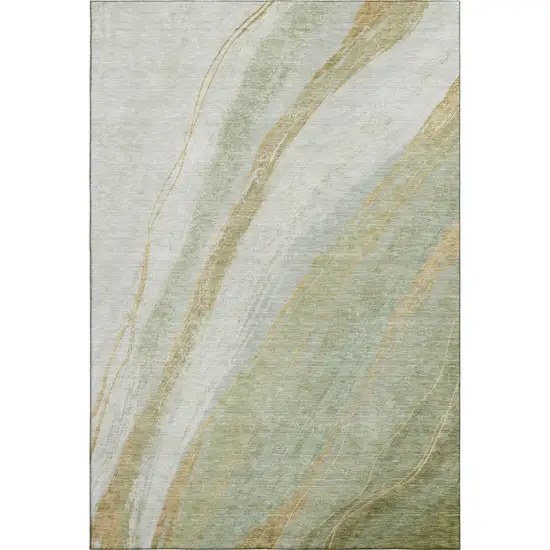 Sage And Copper Abstract Washable Area Rug With UV Protection Photo 1