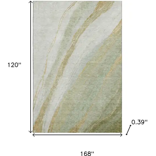 Sage And Copper Abstract Washable Area Rug With UV Protection Photo 8