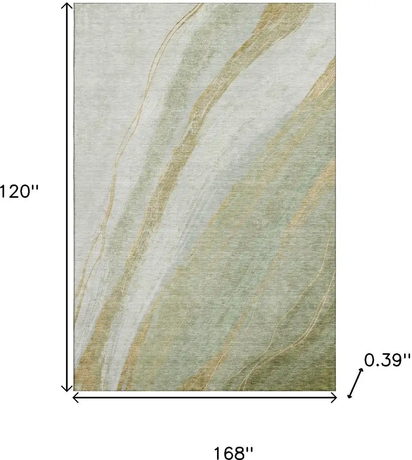 Sage And Copper Abstract Washable Area Rug With UV Protection Photo 8