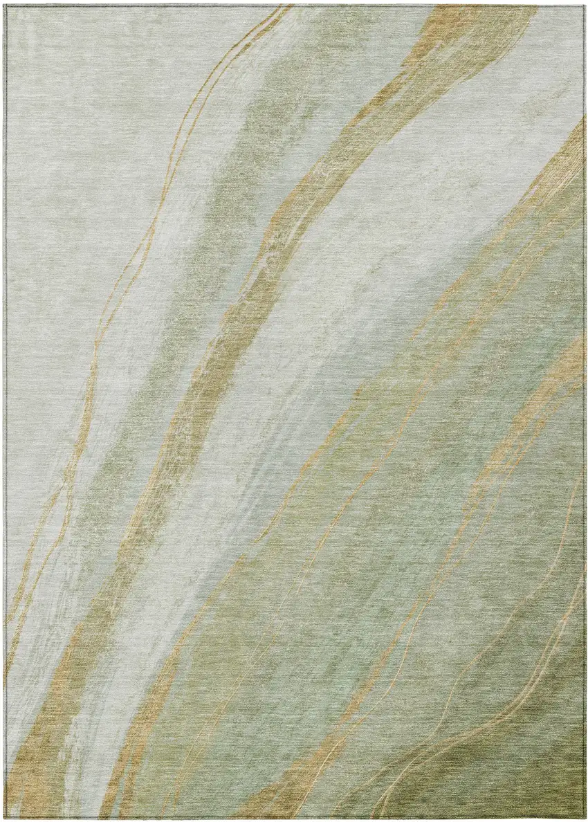 Sage And Copper Abstract Washable Indoor Outdoor Area Rug Photo 9