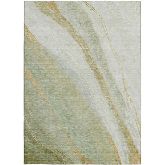 Sage And Copper Abstract Washable Indoor Outdoor Area Rug Photo 1