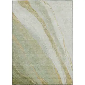 Photo of Sage And Copper Abstract Washable Indoor Outdoor Area Rug