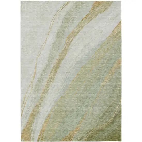 Sage And Copper Abstract Washable Indoor Outdoor Area Rug Photo 9
