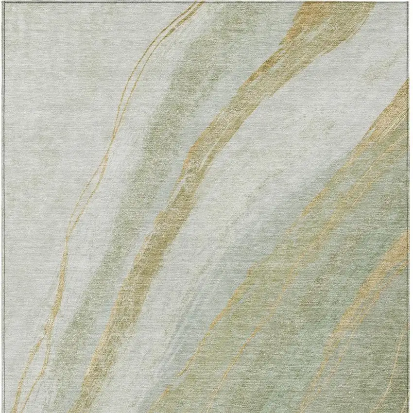 Sage And Copper Abstract Washable Indoor Outdoor Area Rug Photo 4