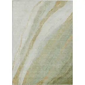 Photo of Sage And Copper Abstract Washable Indoor Outdoor Area Rug
