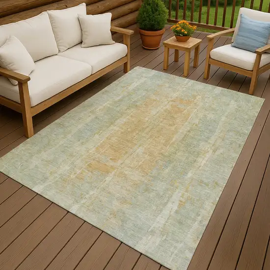 Sage And Copper Abstract Washable Indoor Outdoor Area Rug Photo 9